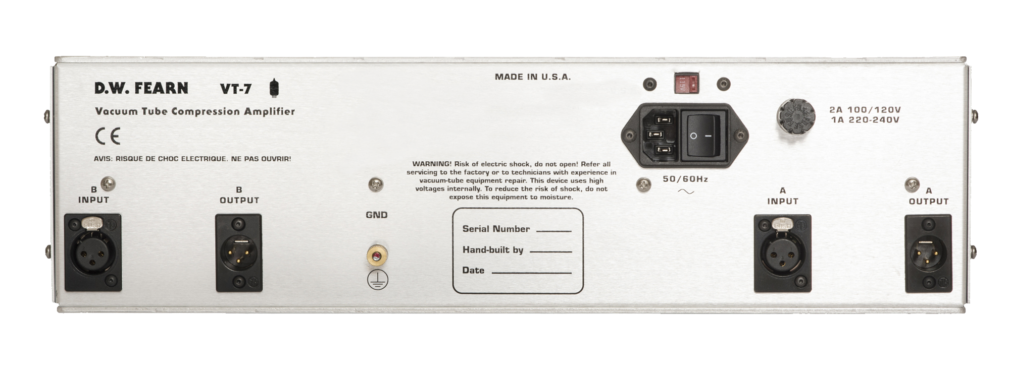 VT-7: Stereo/Dual Mono All-Tube Mastering/Mix Bus Compressor